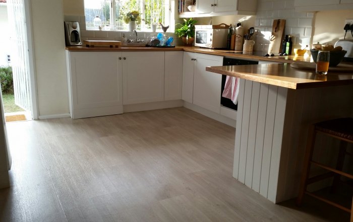 Columbian Oak Sheet Vinyl Flooring - perfect for kitchens & bathrooms. Also soft underfoot.